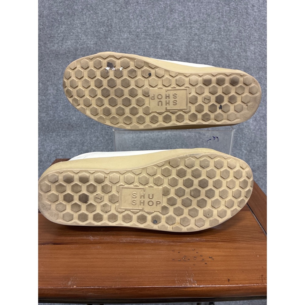 Shu Shop Cream White Rhinestone Star Low Top Sneakers Tan Sole Womens 7 - Picture 4 of 5